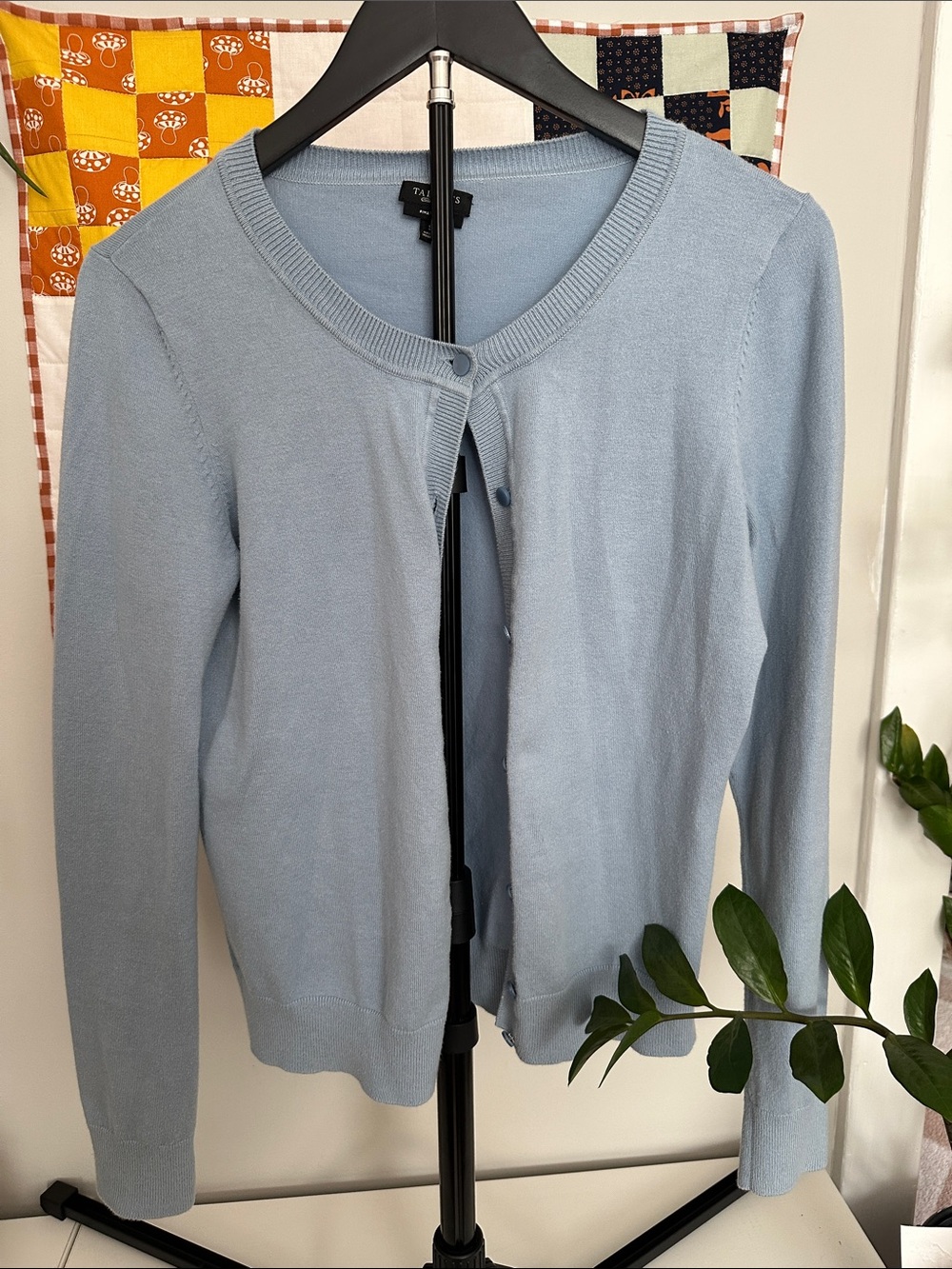 Talbots Light Blue Women's Crewneck Button-Front Cardigan